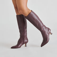 Auggie Wine Leather Boots | Women Dolce Vita