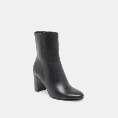 Suzy Wide Black Leather Booties - Dolce Vita