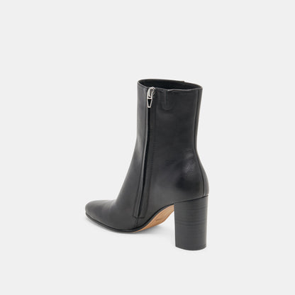 Suzy Wide Black Leather Booties - Dolce Vita