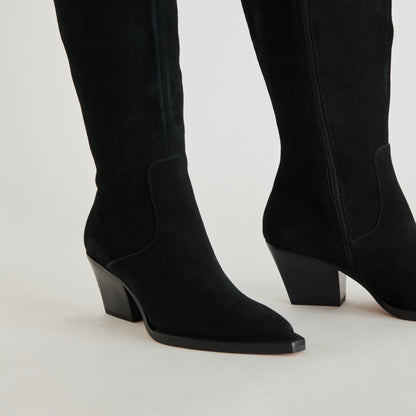 Raj Extra Wide Calf Onyx Suede Boots - Dolce Vita