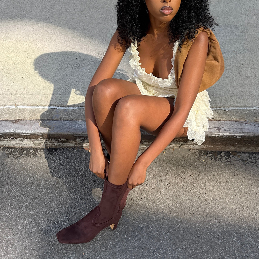 Roan Mahogany Stella Suede Boots | Women Dolce Vita