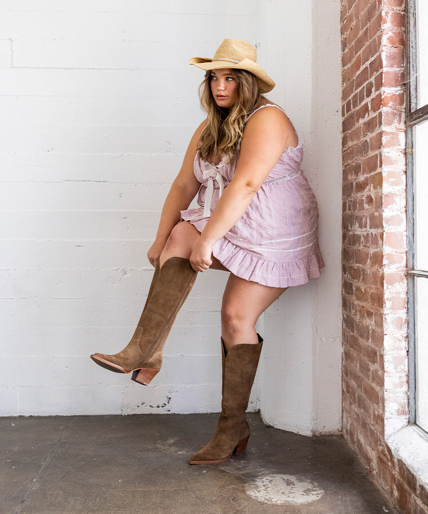 Raj Extra Wide Calf Brown Suede Boots | Women Dolce Vita