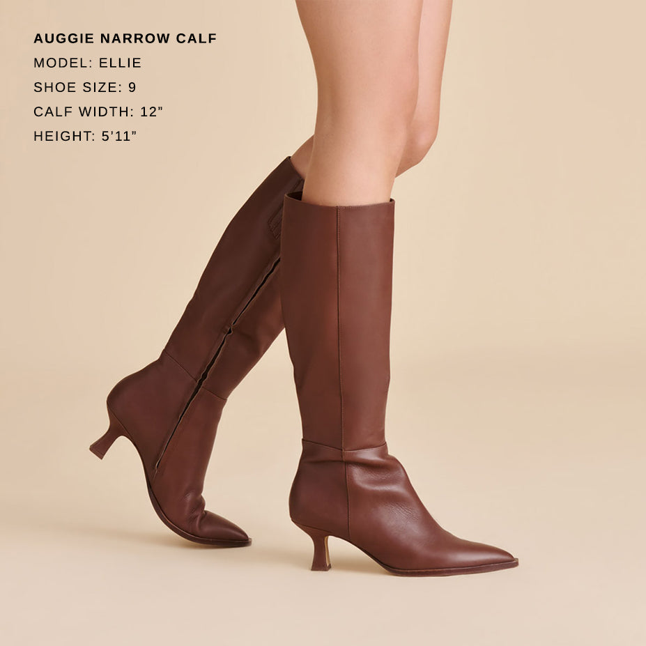 Auggie Chocolate Leather Narrow Calf Boots | Dolce Vita Women