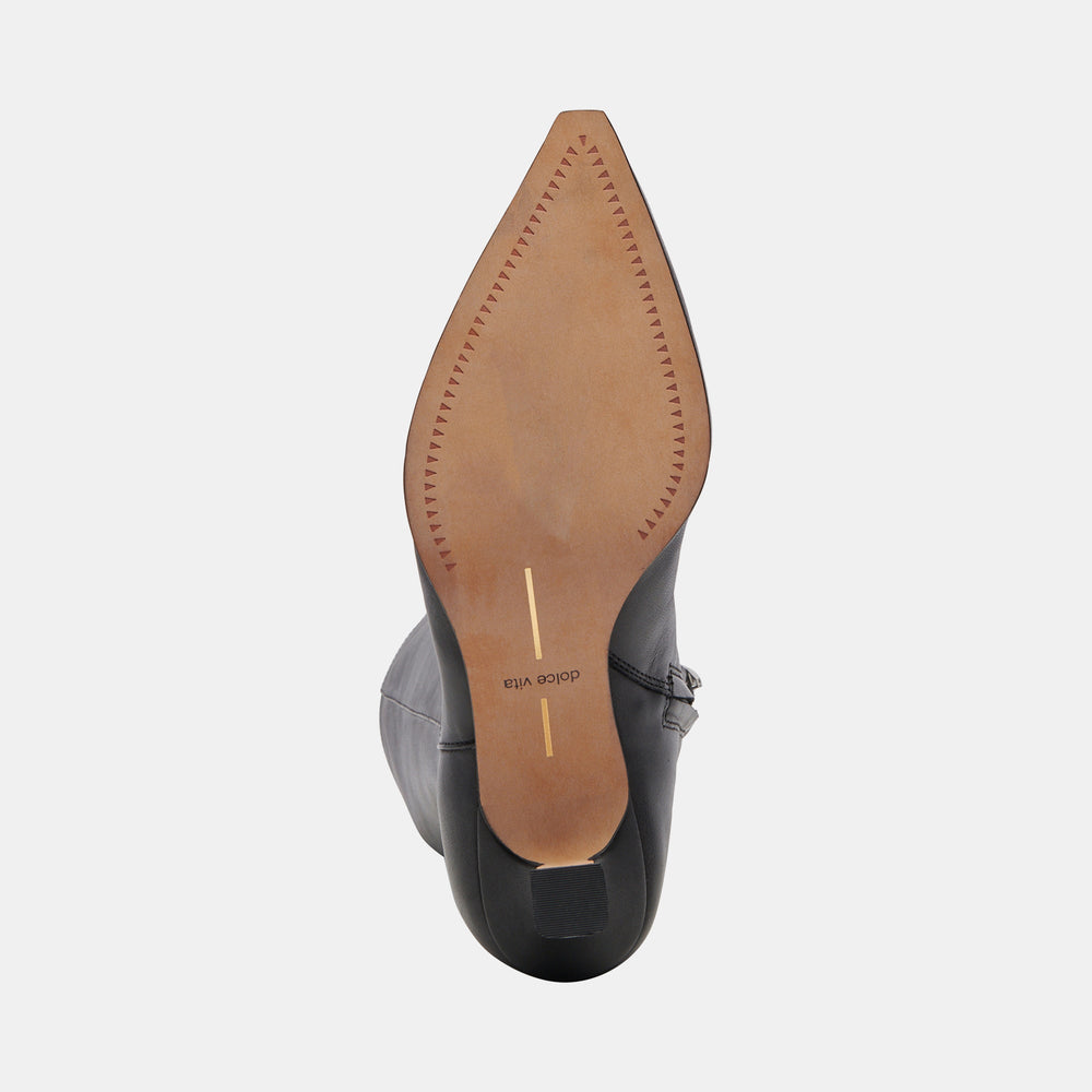 Auggie Black Leather Narrow Calf Boots | Dolce Vita Women