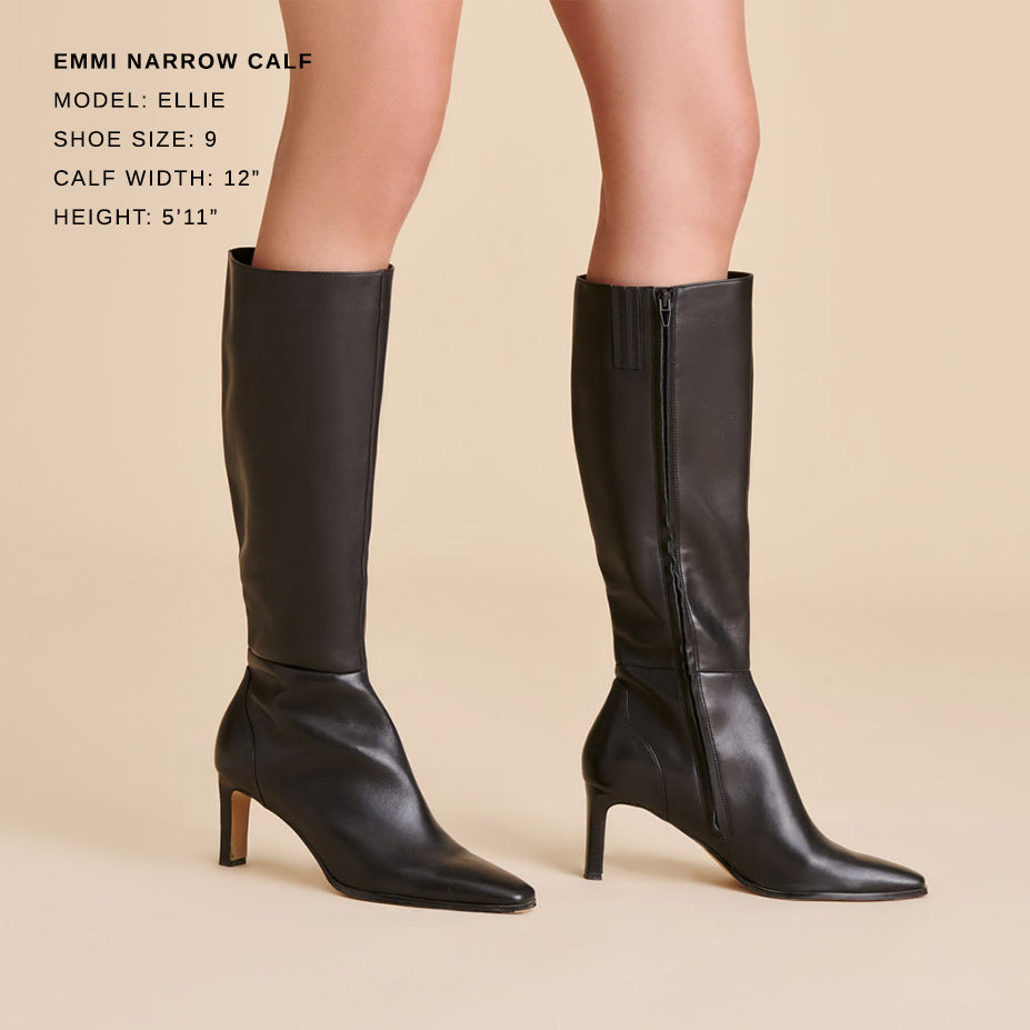 Emmi Black Leather Narrow Calf Boots | Women Dolce Vita