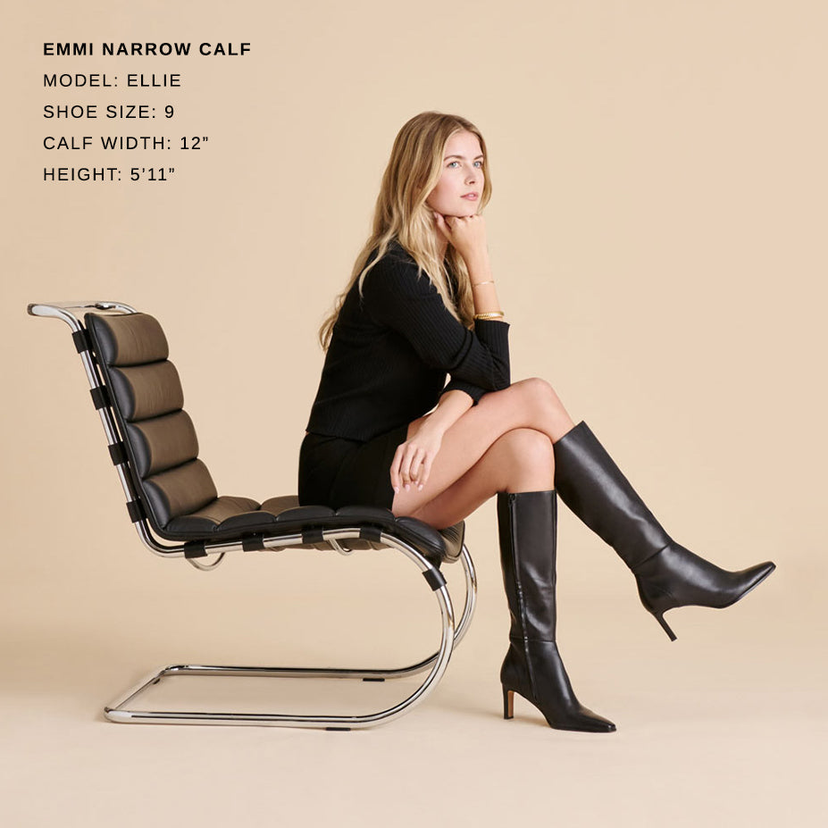 Emmi Black Leather Narrow Calf Boots | Women Dolce Vita