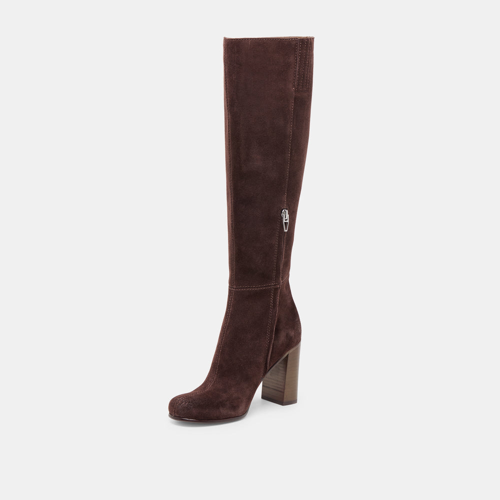 Hudsin Mahogany Suede Boots | Women Dolce Vita