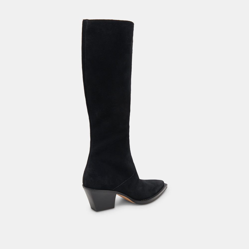 RAJ Wide Calf Boots Onyx Suede | Women Dolce Vita
