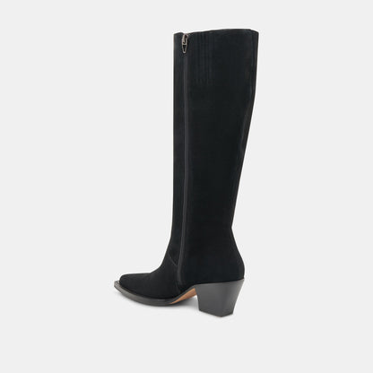 RAJ Wide Calf Boots Onyx Suede - Dolce Vita
