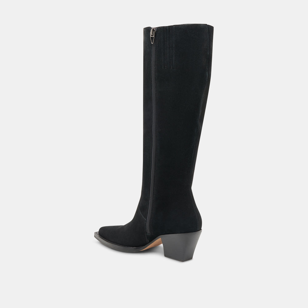 RAJ Wide Calf Boots Onyx Suede | Women Dolce Vita