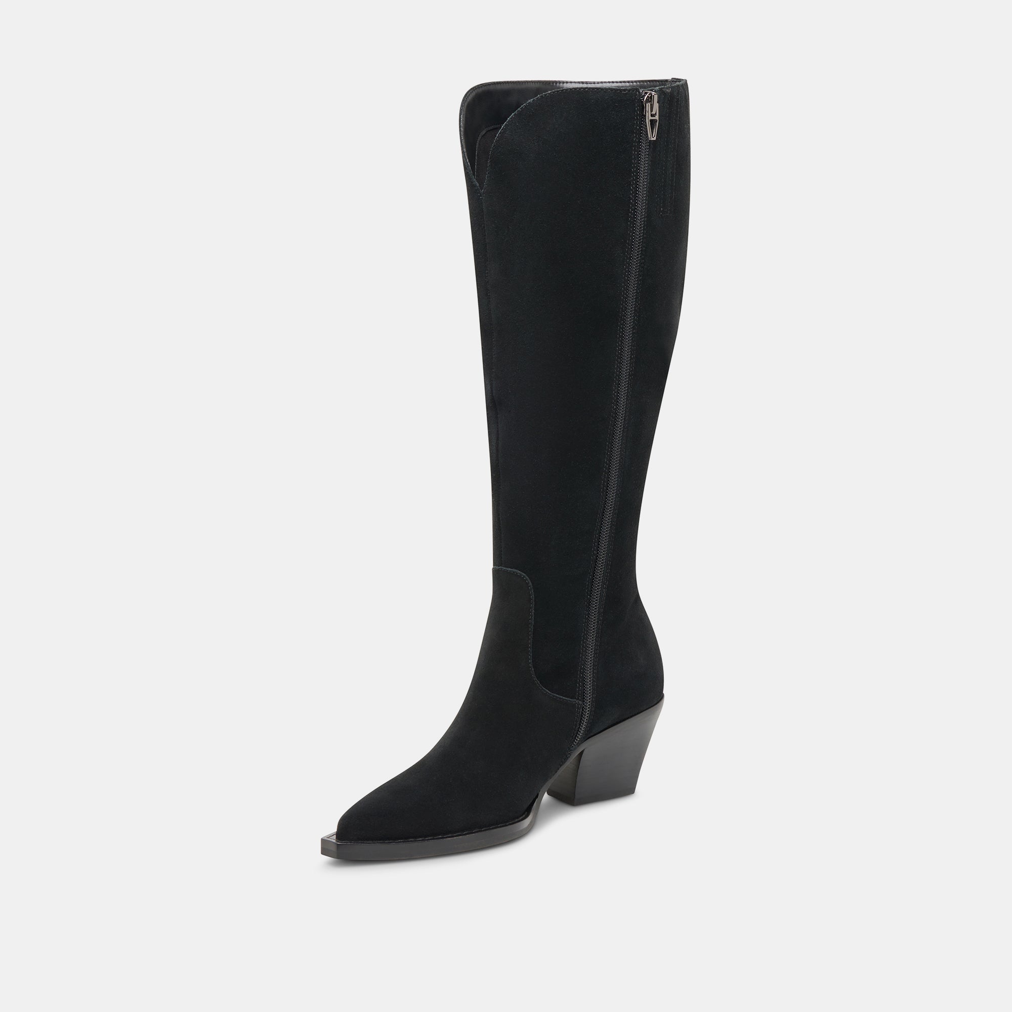 RAJ Wide Calf Boots Onyx Suede | Women Dolce Vita