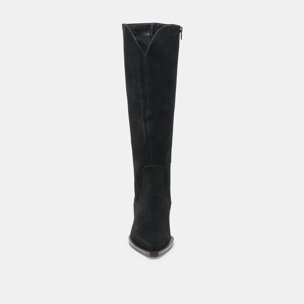 RAJ Wide Calf Boots Onyx Suede | Women Dolce Vita