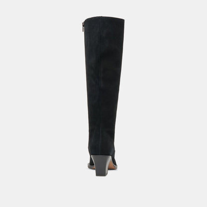 RAJ Wide Calf Boots Onyx Suede - Dolce Vita