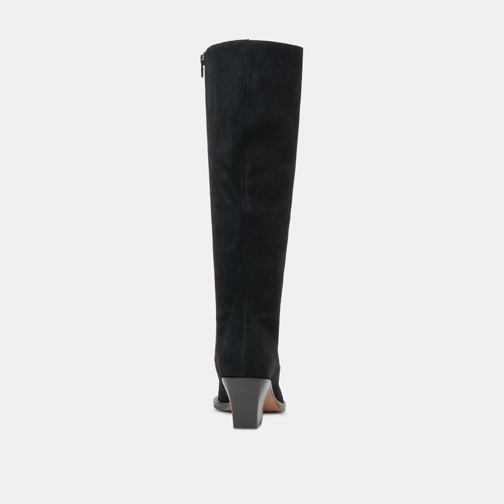 RAJ Wide Calf Boots Onyx Suede | Women Dolce Vita