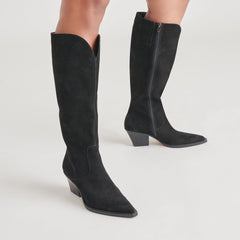 RAJ Wide Calf Boots Onyx Suede | Women Dolce Vita