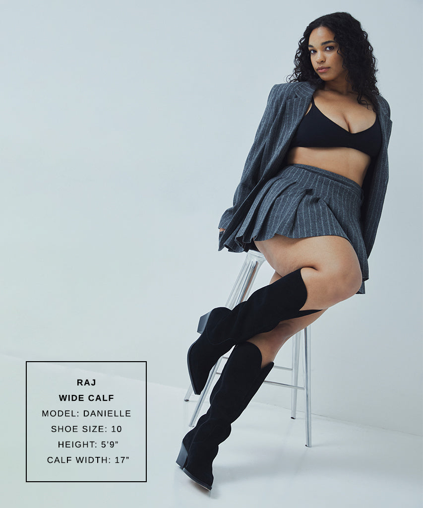 RAJ Wide Calf Boots Onyx Suede | Women Dolce Vita