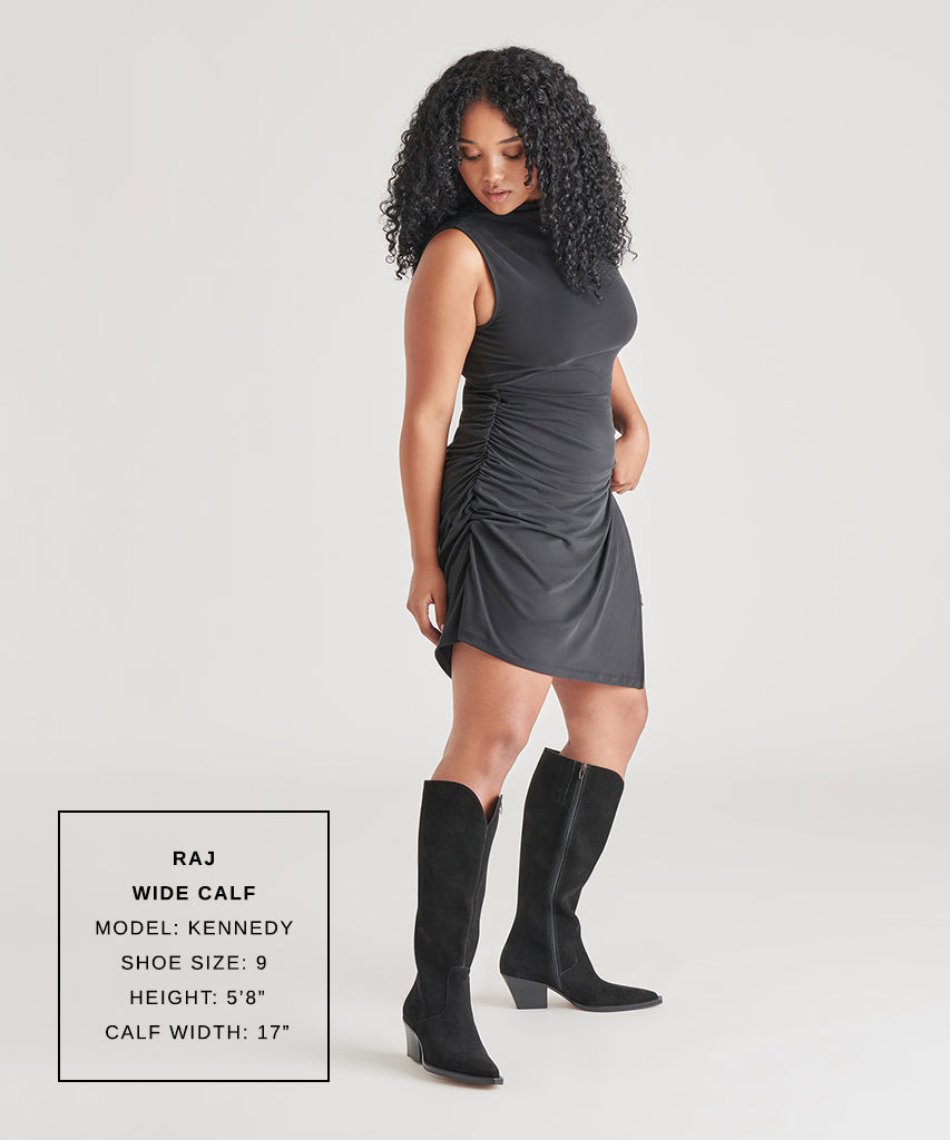RAJ Wide Calf Boots Onyx Suede | Women Dolce Vita