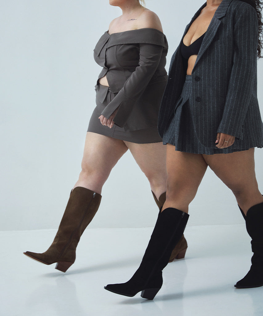 RAJ Wide Calf Boots Onyx Suede | Women Dolce Vita