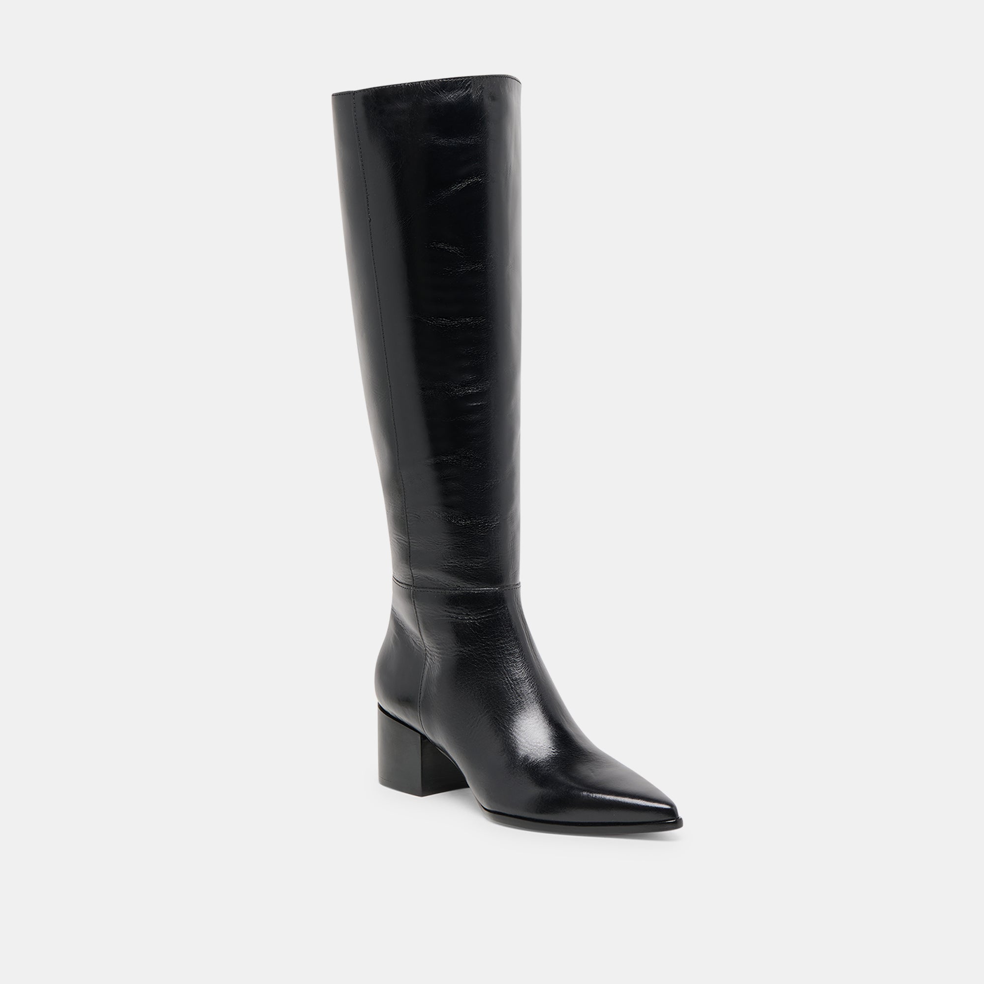 Kirson Black Leather Wide Calf Boots | Women Dolce Vita