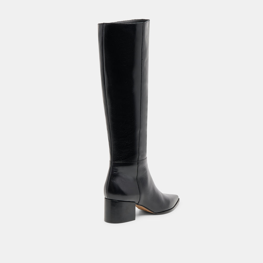Kirson Black Leather Wide Calf Boots | Women Dolce Vita
