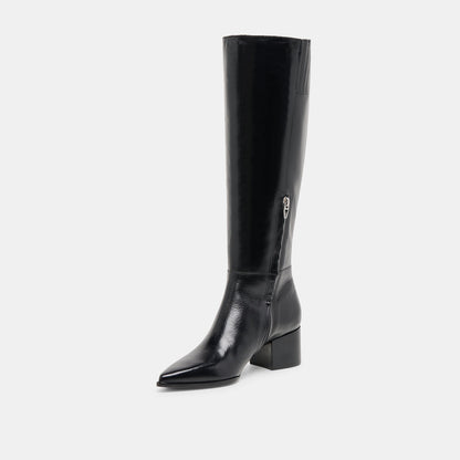 Kirson Black Leather Wide Calf Boots - Dolce Vita