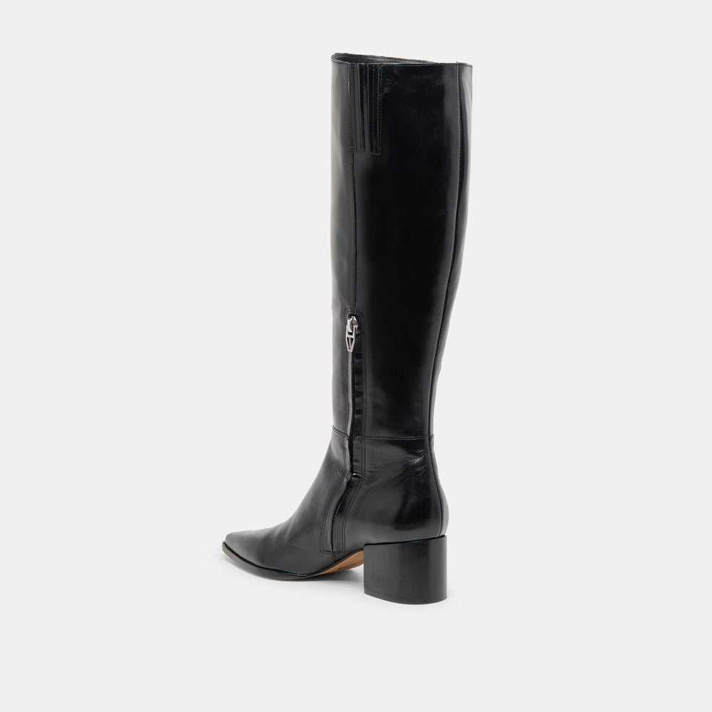 Kirson Black Leather Wide Calf Boots | Women Dolce Vita