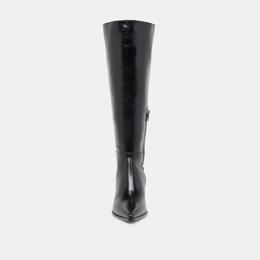 Kirson Black Leather Wide Calf Boots | Women Dolce Vita