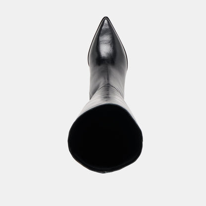 Kirson Black Leather Wide Calf Boots - Dolce Vita