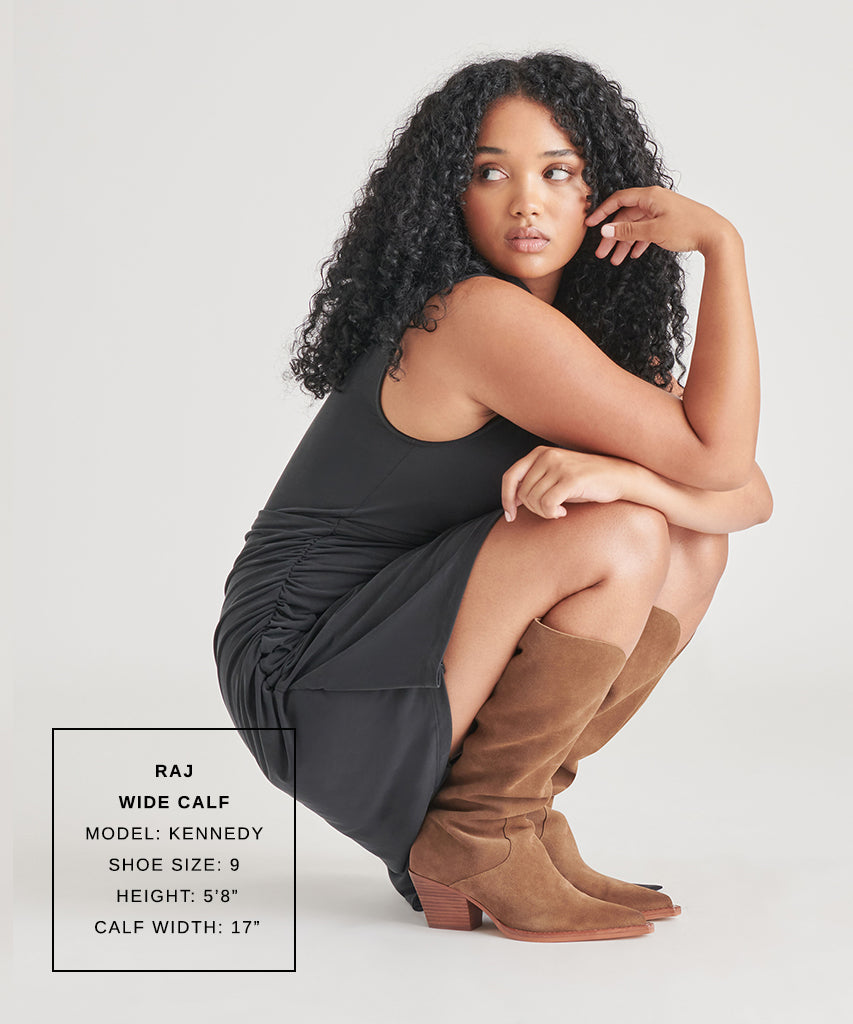 RAJ Wide Calf Boots Brown Suede | Women Dolce Vita