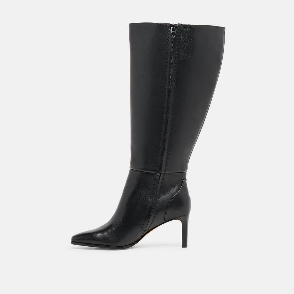 Emmi Black Leather Extra Wide Calf Boots | Dolce Vita Women