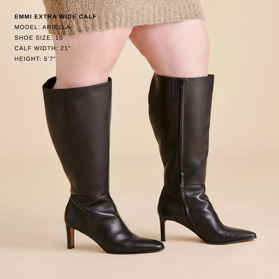 Emmi Black Leather Extra Wide Calf Boots | Dolce Vita Women