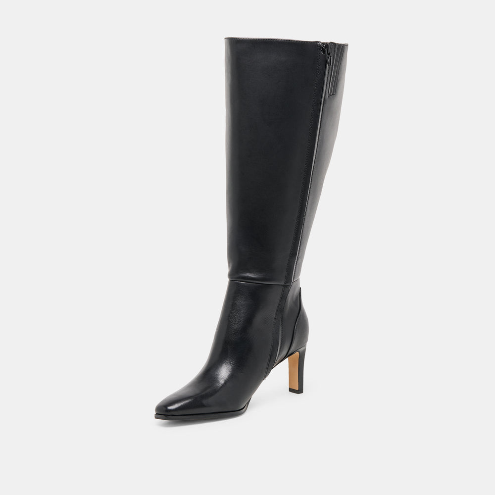 Emmi Black Leather Extra Wide Calf Boots | Dolce Vita Women
