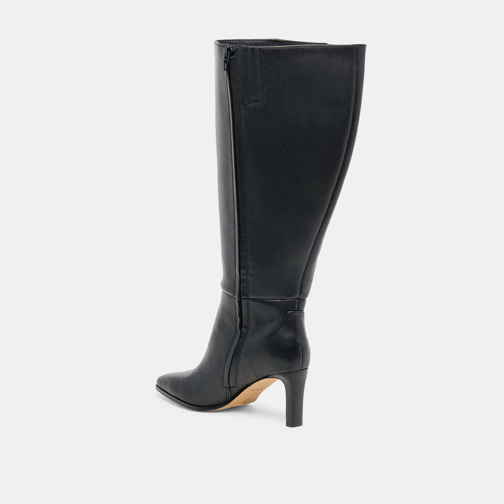 Emmi Black Leather Extra Wide Calf Boots | Dolce Vita Women