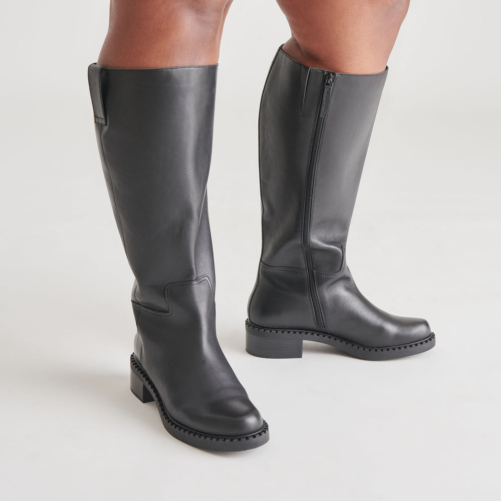 Glory H2O Waterproof Black Leather Extra Wide Calf Boots | Women Dolce Vita