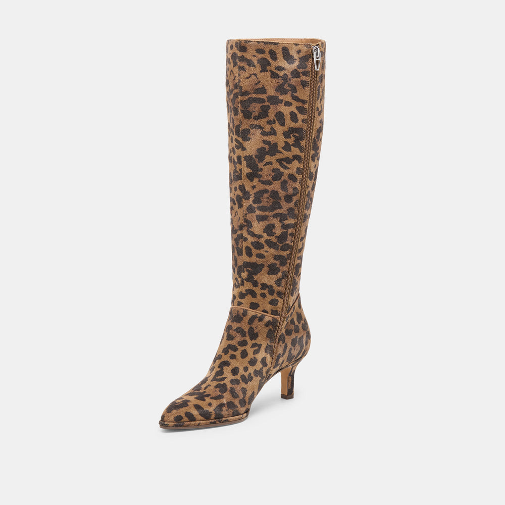 Aldy Brown Leopard Printed Suede Boots | Dolce Vita Women