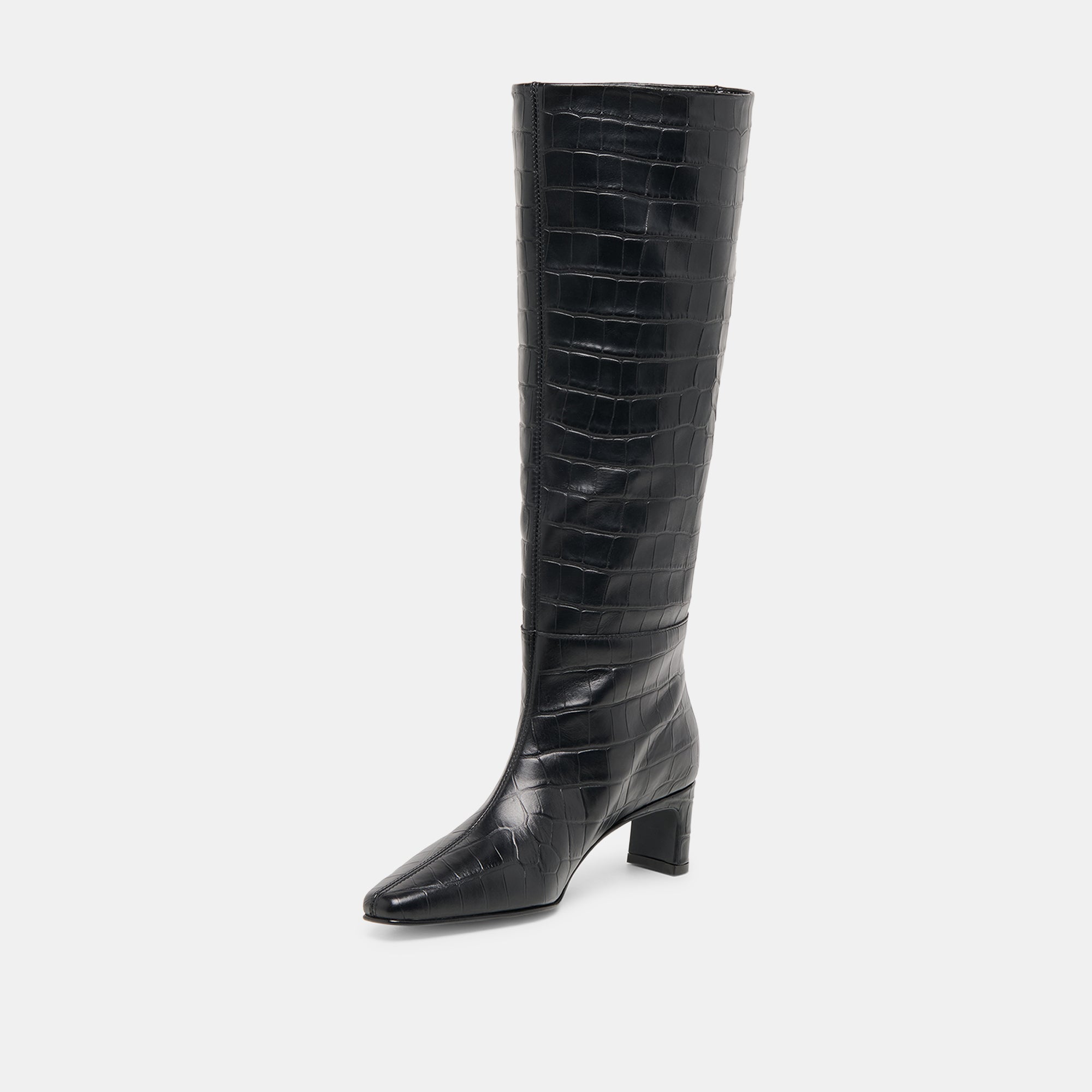 Trixi Noir Croco Embossed Leather Boots | Dolce Vita Women