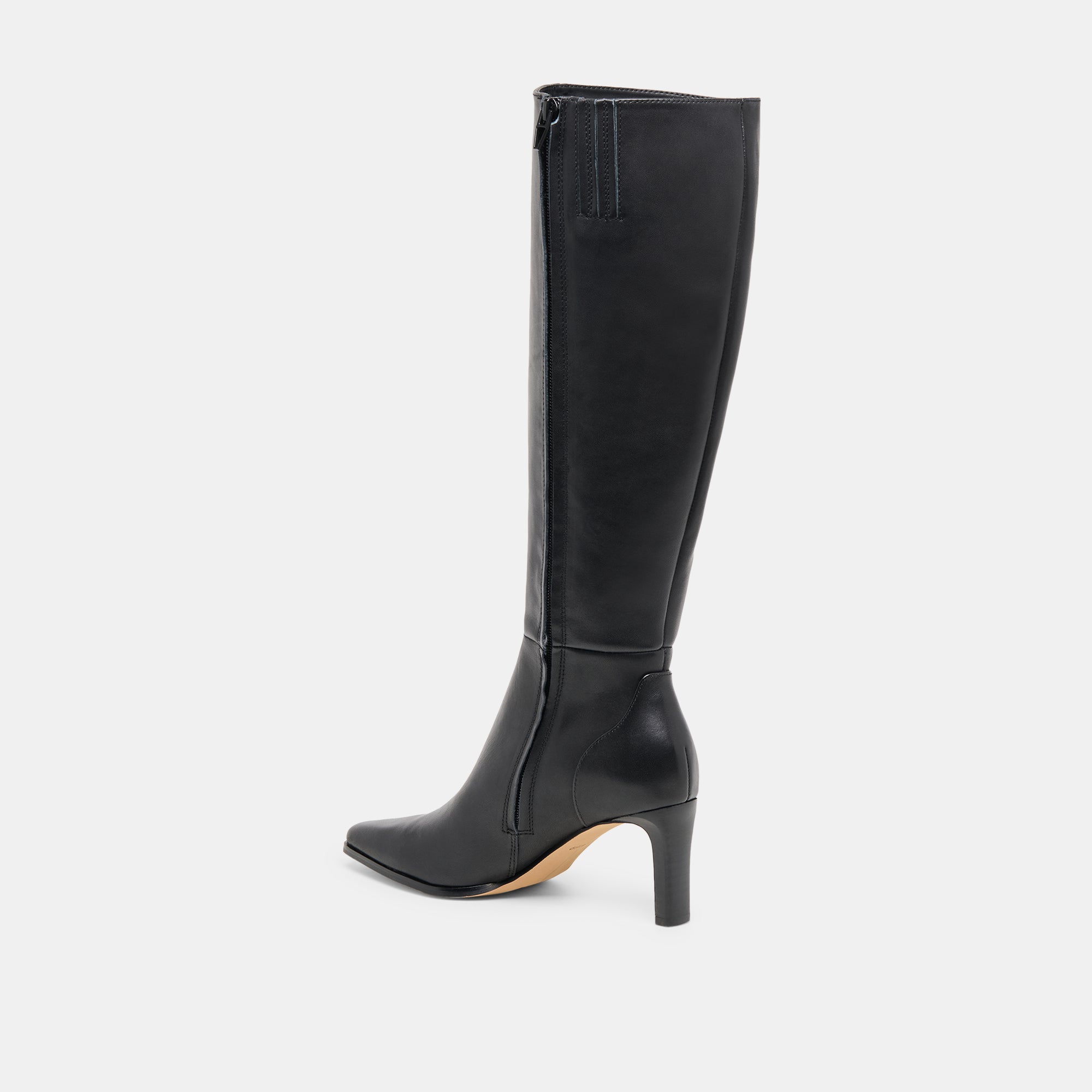 Emmi Black Leather Wide Calf Boots | Women Dolce Vita