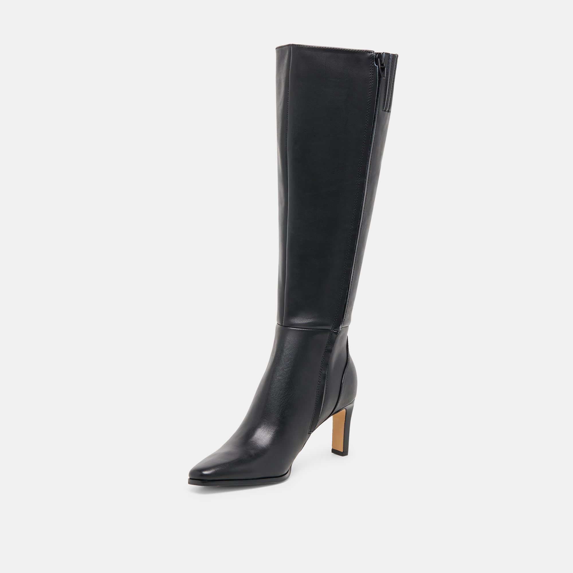 Emmi Black Leather Wide Calf Boots | Women Dolce Vita