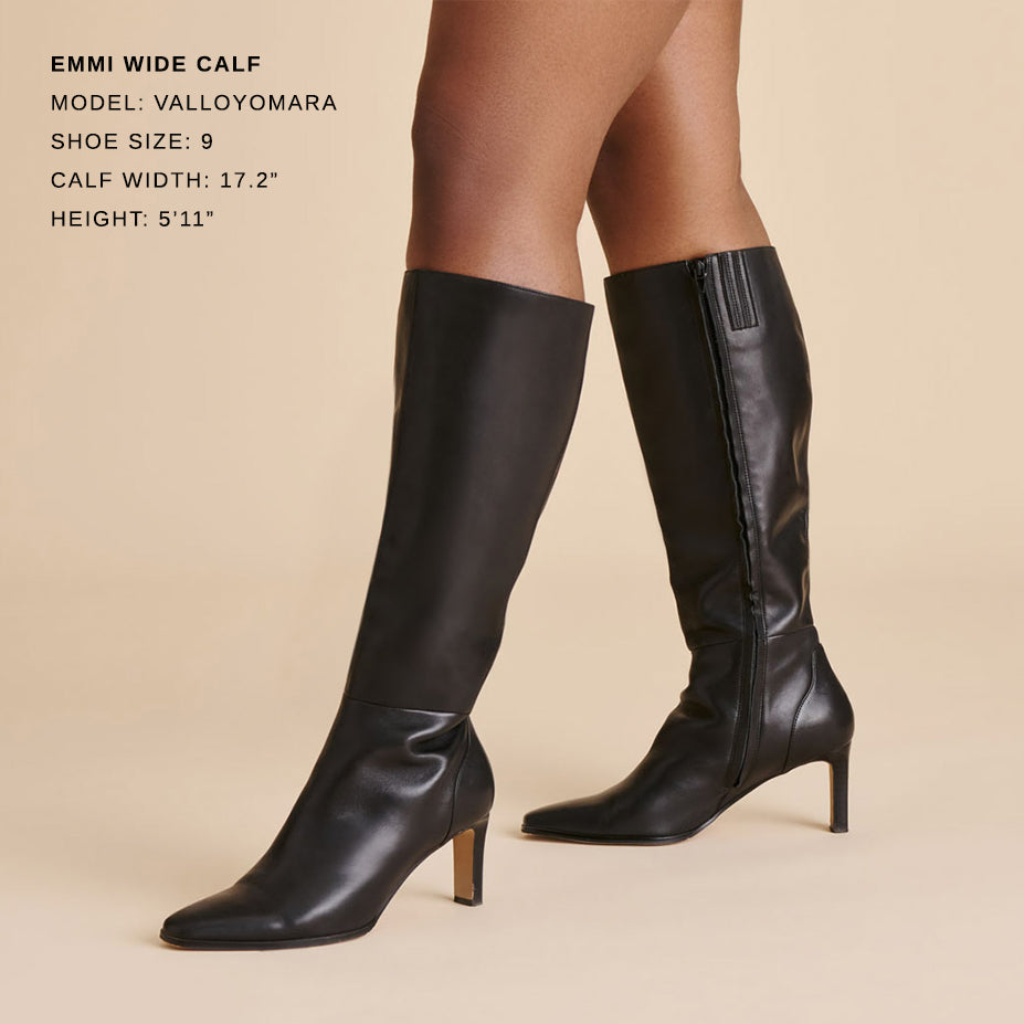 Emmi Black Leather Wide Calf Boots | Women Dolce Vita