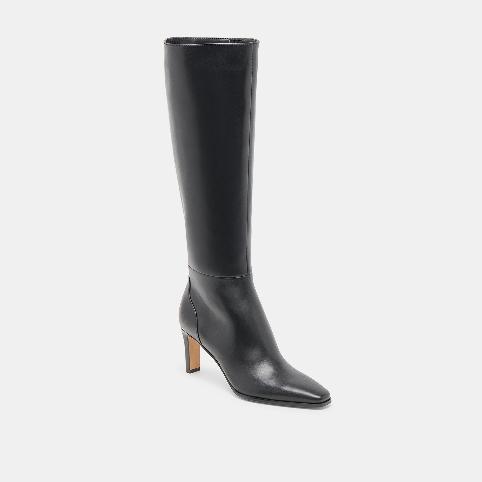 Emmi Black Leather Wide Calf Boots - Dolce Vita