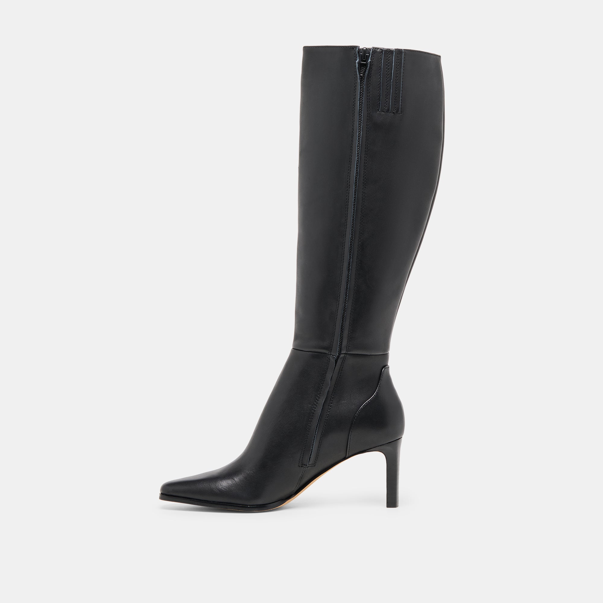 Emmi Black Leather Wide Calf Boots | Women Dolce Vita