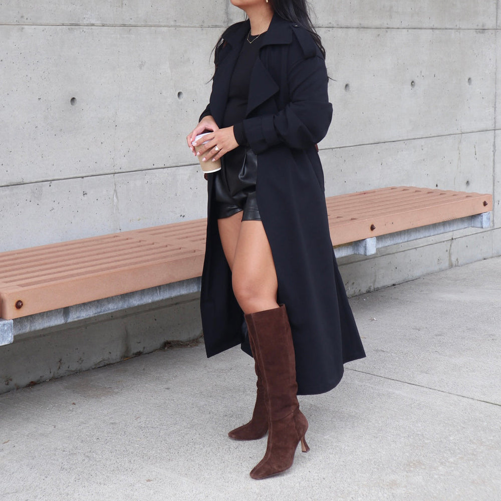 GYRA WIDE CALF BOOTS DK BROWN SUEDE | Women Dolce Vita