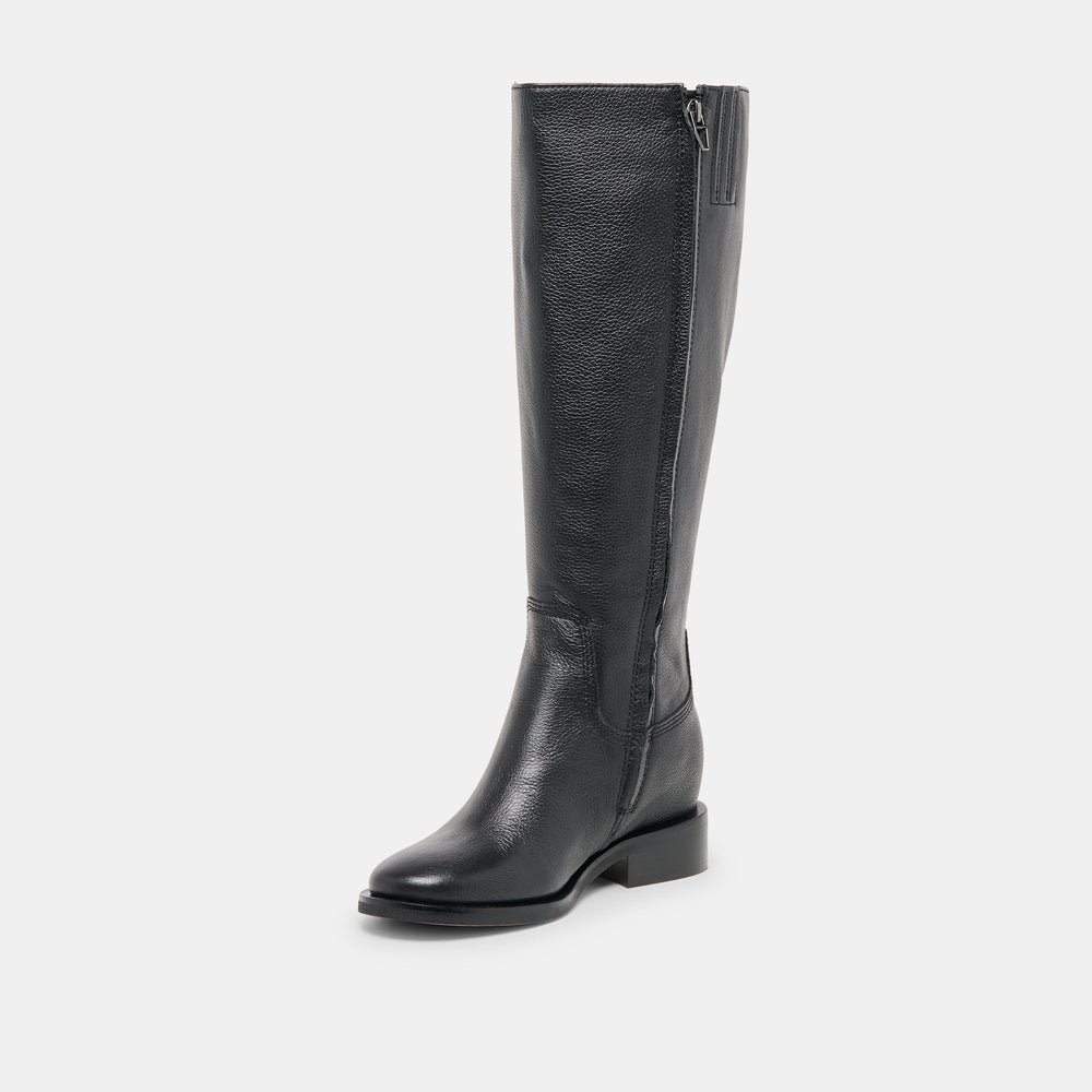 Kilian H2O Waterproof Black Leather Wide Calf Boots | Women Dolce Vita