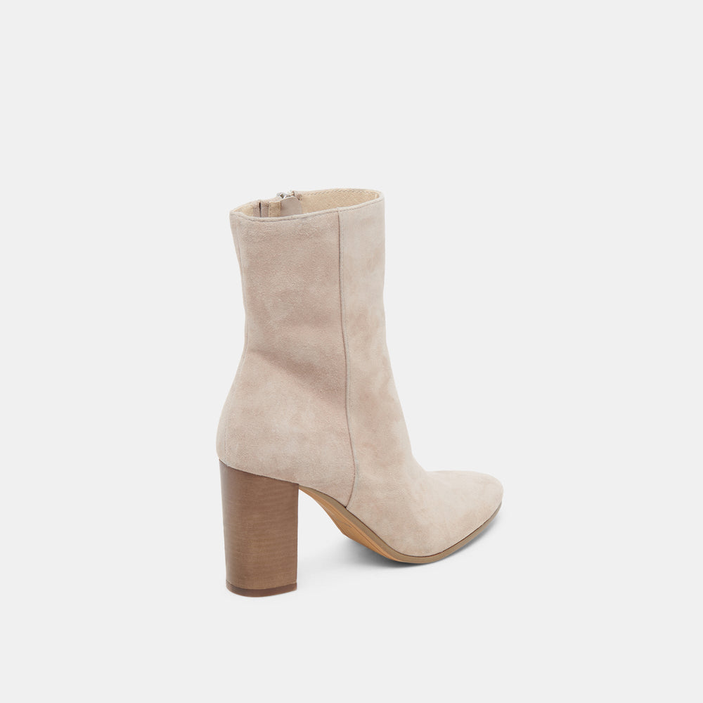 Suzy Wide Taupe Suede Booties | Women Dolce Vita