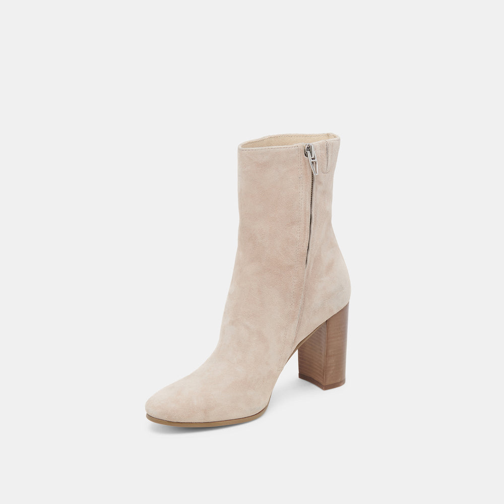 Suzy Wide Taupe Suede Booties | Women Dolce Vita