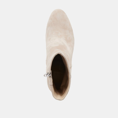 Suzy Wide Taupe Suede Booties - Dolce Vita