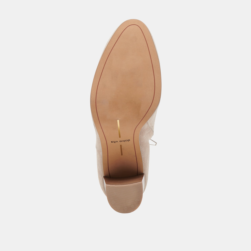 Suzy Wide Taupe Suede Booties | Women Dolce Vita