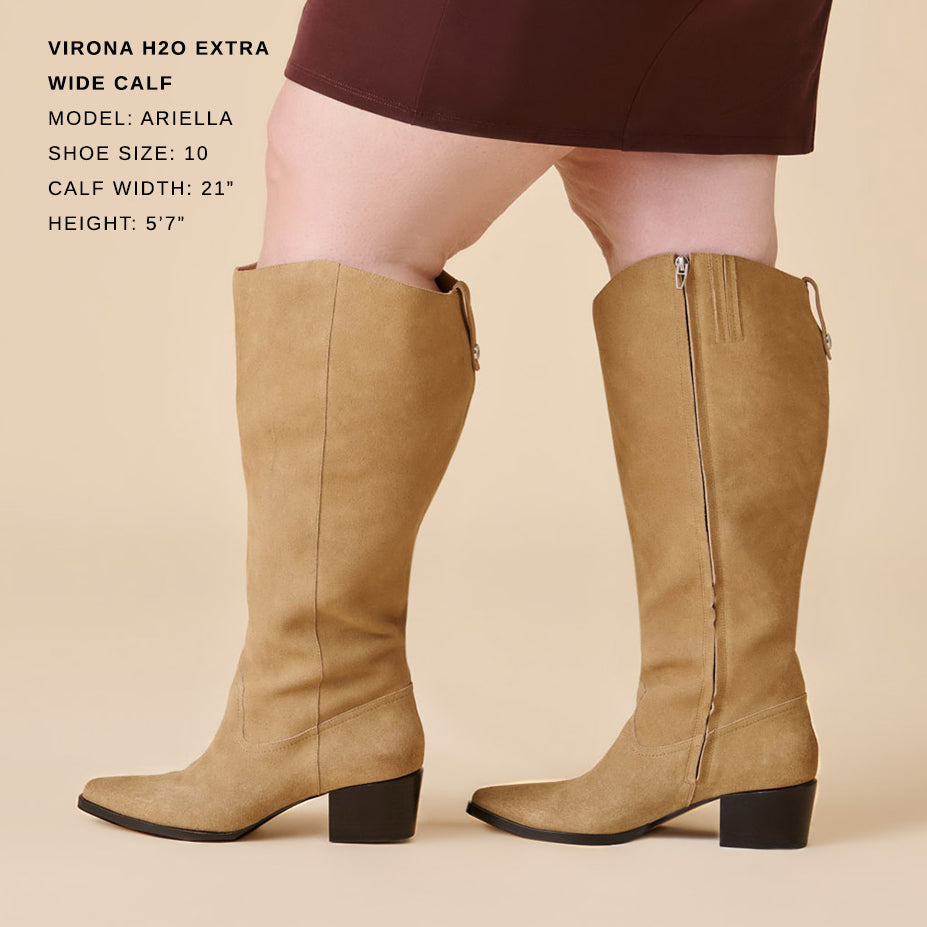 Virona H2O Waterproof Dk Taupe Suede Extra Wide Calf Boots | Women Dolce Vita