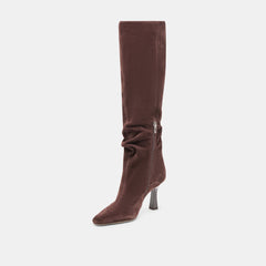 Lousa Mahogany Suede Wide Calf Boots | Women Dolce Vita