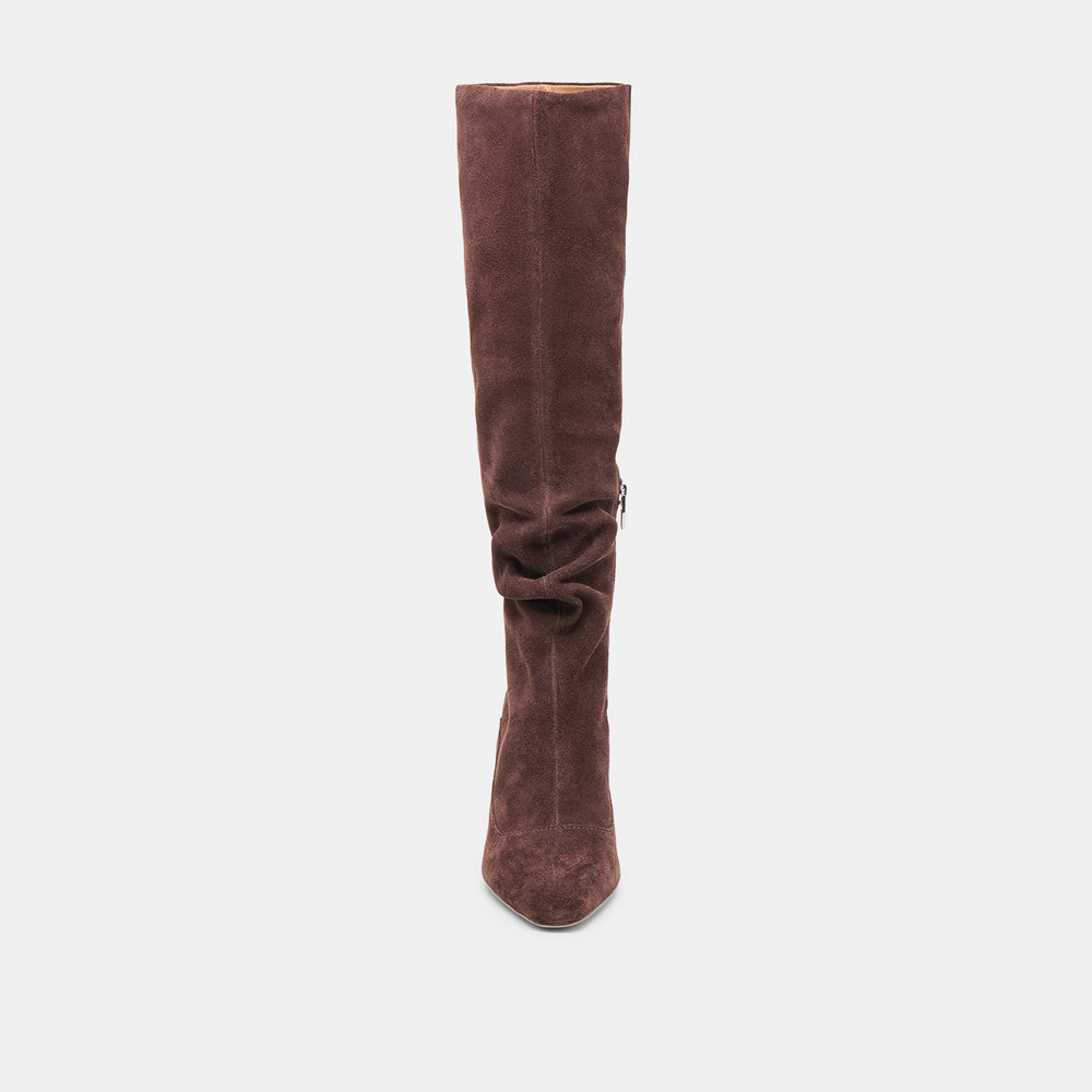 Lousa Mahogany Suede Wide Calf Boots | Women Dolce Vita